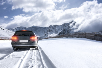 winter time and car on road 