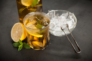 Ice tea with lemon and mint