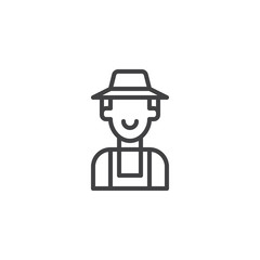 Farmer line icon, outline vector sign, linear style pictogram isolated on white. Symbol, logo illustration. Editable stroke