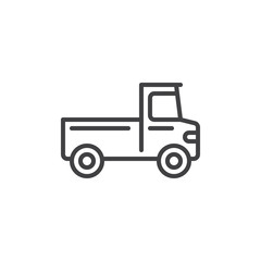 Fototapeta na wymiar Pickup truck transportation line icon, outline vector sign, linear style pictogram isolated on white. Symbol, logo illustration. Editable stroke