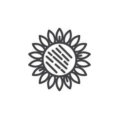 Sunflower line icon, outline vector sign, linear style pictogram isolated on white. Symbol, logo illustration. Editable stroke
