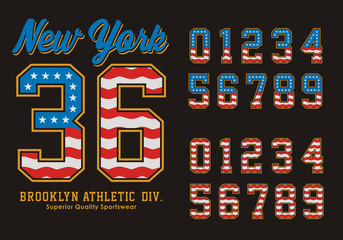 New York Set Number Flag USA