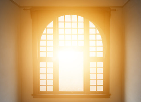 sunlight of window in home,A ray of morning sun in an vintage window