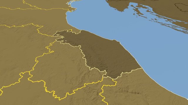Marche - Italy, region extruded. Bumps