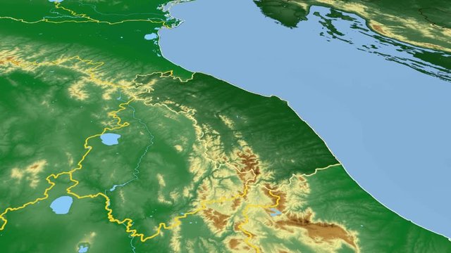 Marche - Italy, region extruded. Bumps shaded