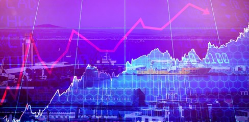 Composite image of stocks and shares