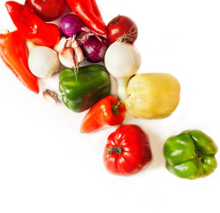  Fresh organic vegetables  heap against white background