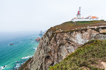 Fototapeta na wymiar Landscape of Cabo da Roca with the lighthouse