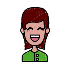 Woman smiling with eyes closed icon vector illustration graphic design