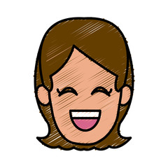 Woman smiling with eyes closed icon vector illustration graphic design