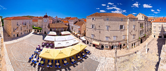 Fototapeta na wymiar UNESCO Town of Trogir main square panoramic view