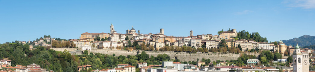 Fototapeta na wymiar Bergamo - Old city. One of the beautiful city in Italy. Lombardia. Landscape on the old city during a wonderful blu day
