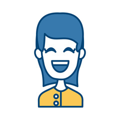 Woman smiling with eyes closed icon vector illustration graphic design