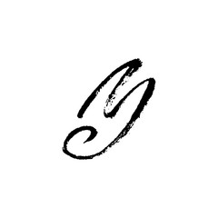 Letter Y. Handwritten by dry brush. Rough strokes font. Vector illustration. Grunge style elegant alphabet