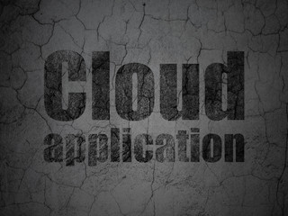 Cloud networking concept: Cloud Application on grunge wall background