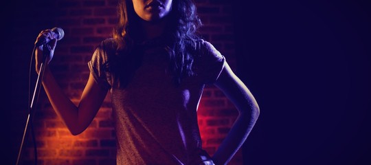 Female singer looking away