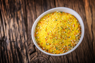 Vegeta seasoning spices condiment with dehydrated carrot parsley celery parsnips and salt with or without glutamate