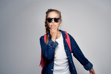 little girl in sunglasses, emotions