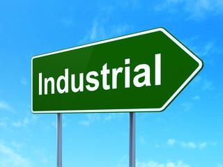 Manufacuring concept: Industrial on road sign background