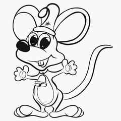 Coloring, a mouse in a Christmas cap