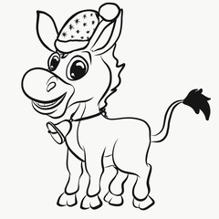 Christmas coloring, cool donkey