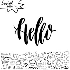 Lettering and symbols on Social media element. Modern calligraphy for blogs. Vector illustration