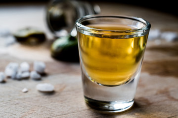 Tequila Shot with lime and salt.