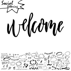 Vector social media word. Lettering for your blog. Hand drawn elements for decoration