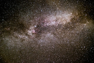 Fototapeta na wymiar Close up milkyway galaxy with stardust, Long exposure with grain.