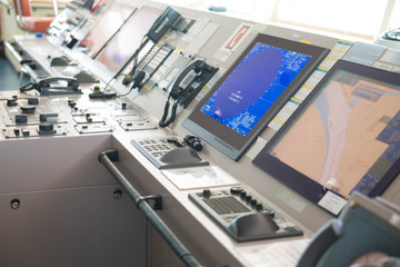 Control panel ship's radar map at the bridge.