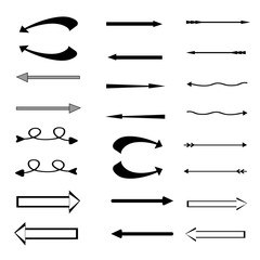 Black arrows for your design. Vector arrows. Vector set of black arrow-shaped elements Vector illustration.