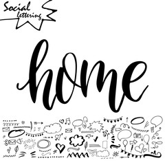 Lettering and symbols on Social media element. Modern calligraphy for blogs. Vector illustration
