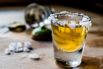 Tequila Shot with lime and salt.