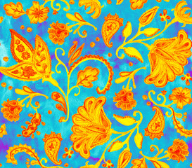 Obraz na płótnie Canvas Pretty vintage feedsack pattern in flowers, paisley. Millefleurs. Floral sweet flores seamless background for textile, covers, fabric, wallpapers, print, gift wrap, scrapbooking, decoupage, quilting.