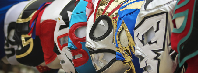 A Line of Lucha Libre Luchador Masks - 170607820
