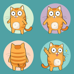 Cute cat character. Set of cute cartoon cat in various poses - 170609250