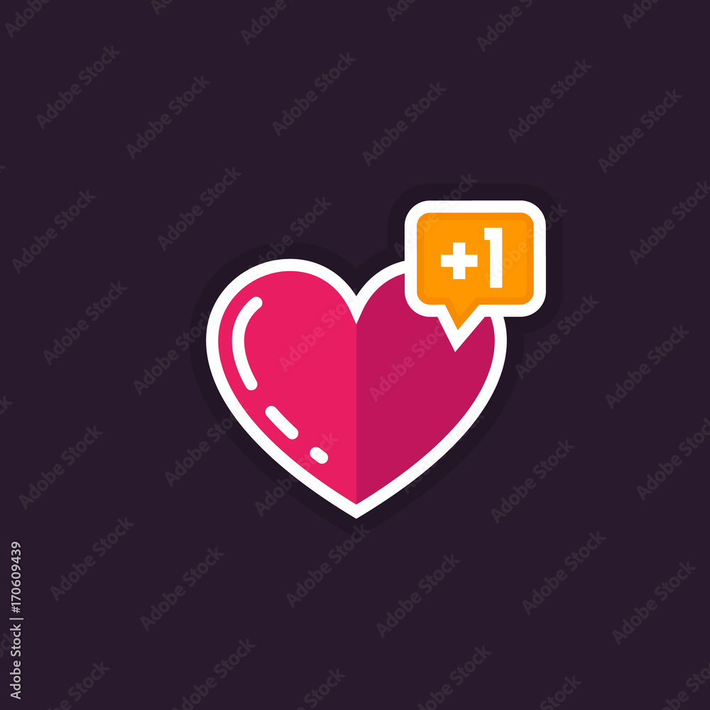 Poster heart like with notification vector icon