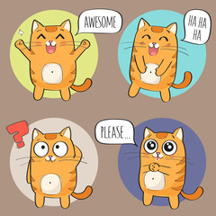Cute cat character. Set of cute cartoon cat in various poses - 170609433