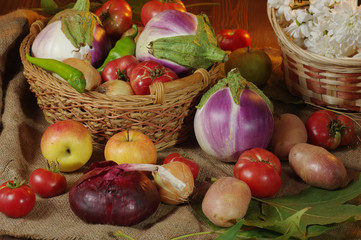 Eggplants, tomatoes, potatoes, everything from the garden in kind