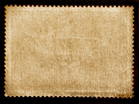 Old grunge posted stamp reverse side isolated on black background.Template for graphic designers