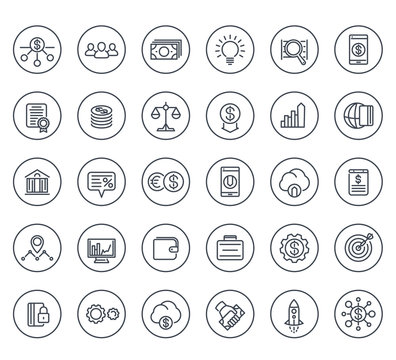 Venture capital, investments, start-up, hedge funds, finance line icons on white