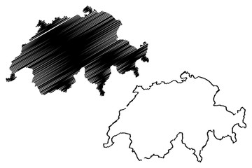 Switzerland map vector illustration, scribble sketch Switzerland