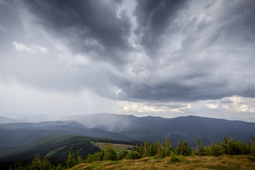 storm clouds over the mountains