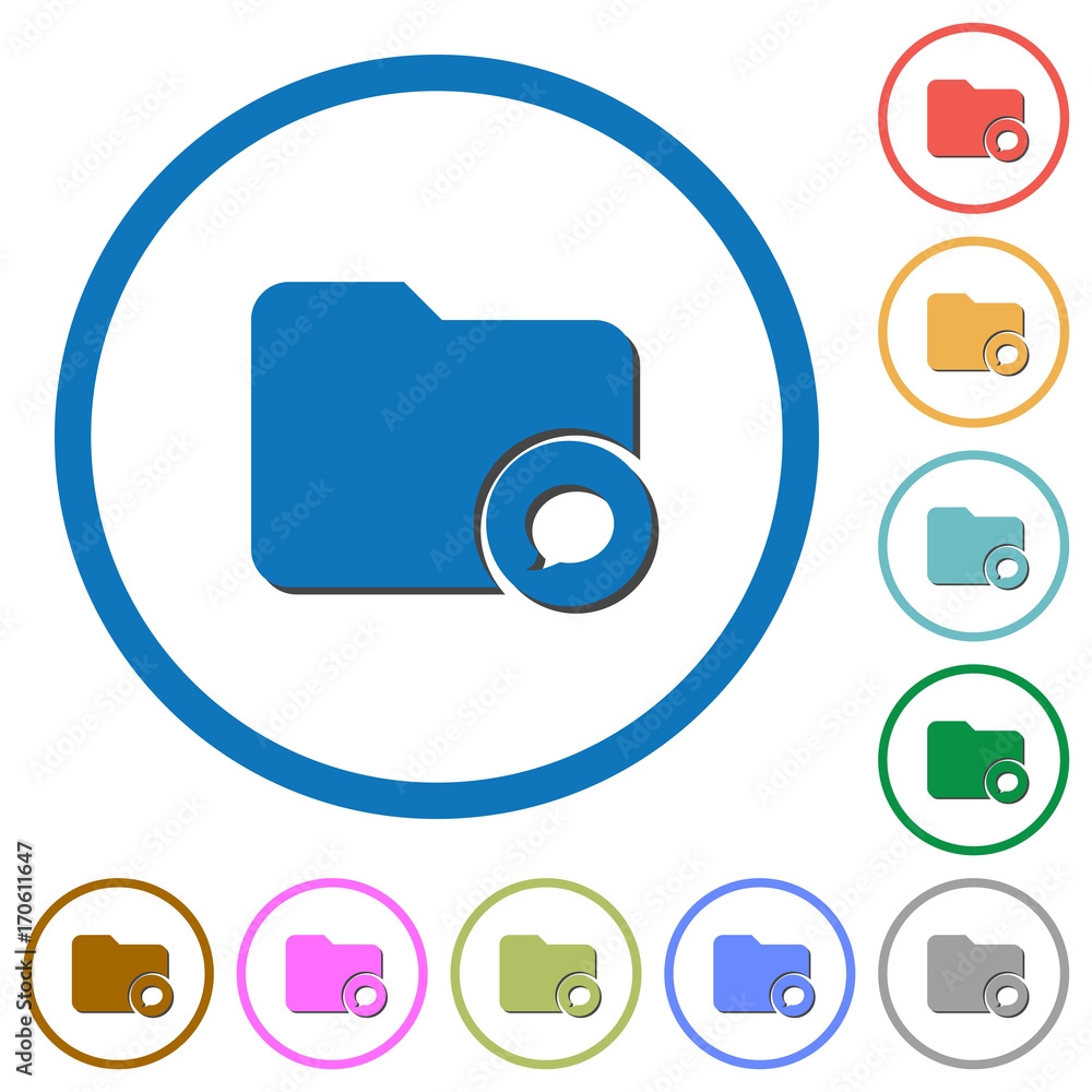 Poster directory notifications icons with shadows and outlines