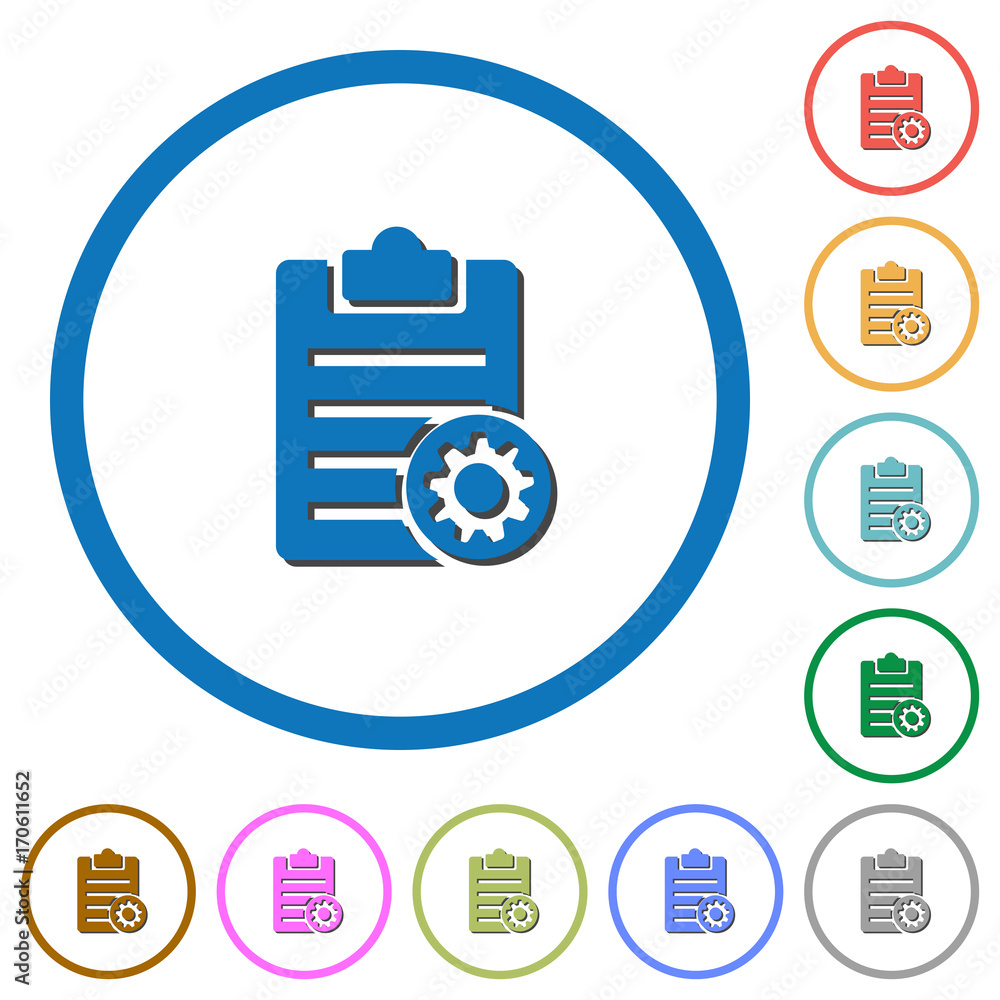 Poster note settings icons with shadows and outlines