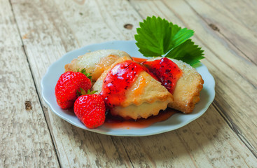 Cookies with strawberry jam
