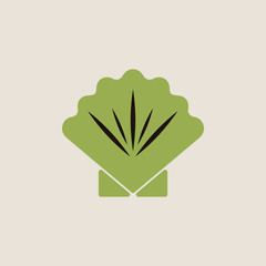 scallop sea shell, sketch style vector illustration.