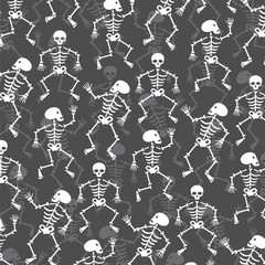 Naklejka premium white skeletons pattern on gray