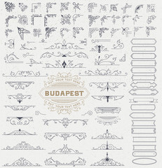 Mega Kit of Vintage Elements for Invitations, Banners, Posters, Placards, Badges or Logotypes. - obrazy, fototapety, plakaty