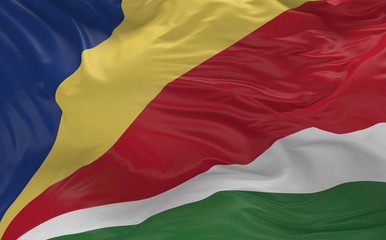 Flag of the Seychelles waving in the wind 3d render